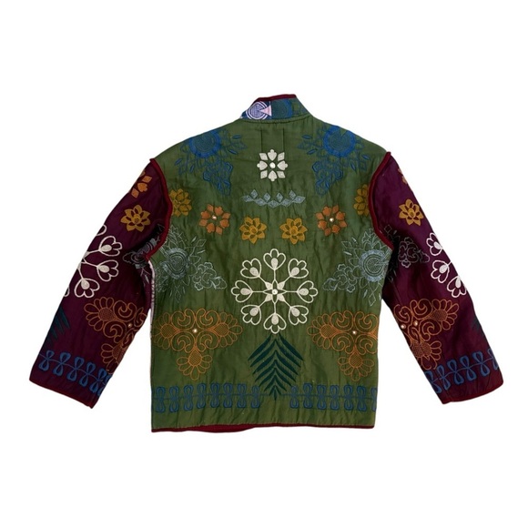 Zara Embroidered Boho Chic Jacket Coat Quilted Multicolor XS Oversized Floral - Picture 4 of 9